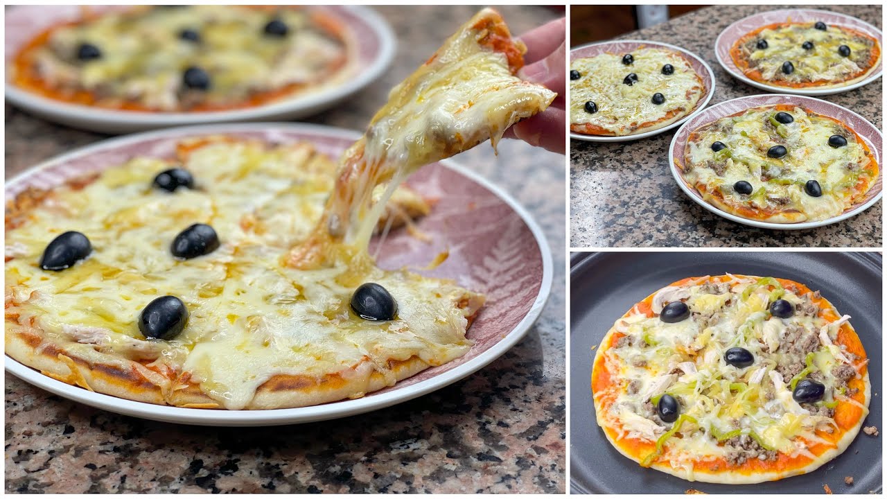 بيتزا المقلاة  سريعة التحضير😍 بدون فرن إقتصادية و لذيذ جداا.. وصفة سريعة و بنينة تستحق التجربة