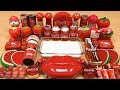 Series red coca cola slime  mixing random things into glossy slime satisfying slimes 100