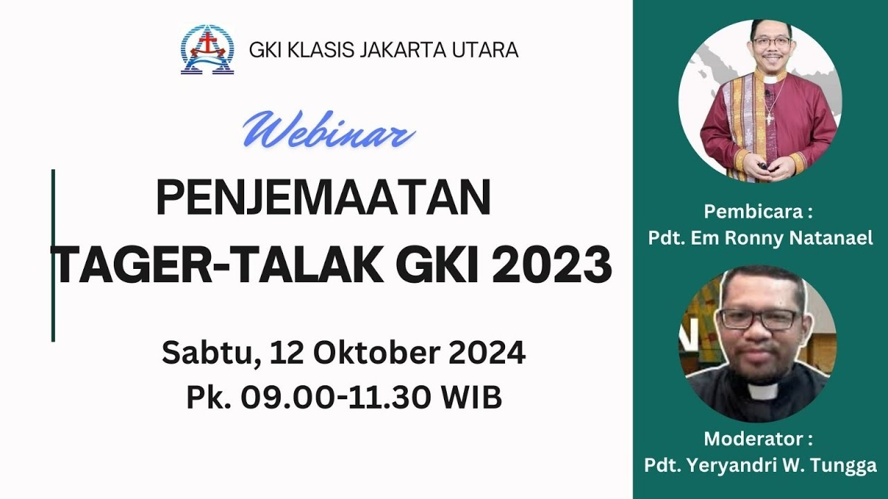 Sosialisasi Penjemaatan Tager-Talak GKI 2023 dibawakan oleh Pdt. Em. Ronny Natanael