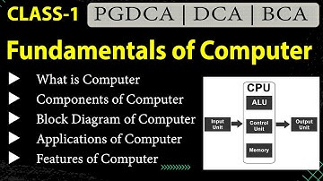 PGDCA | DCA | BCA | MSC CS - Fundamentals of Computer Class- 1 | Computer Block Diagram