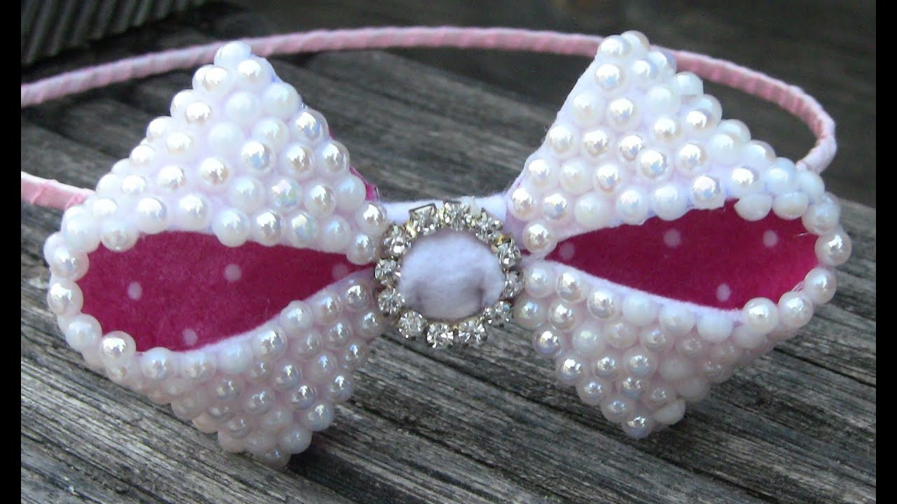 lace felt and pearls- Laço com meia perolas strass e Feltro
