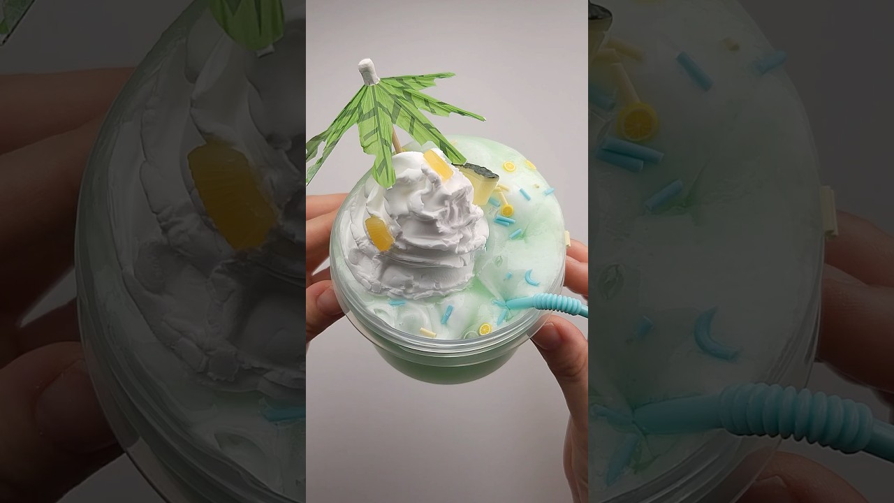 Midori Lemon Cream Slushy 🌴🍋🍸 This slime is absolutely amazing!!