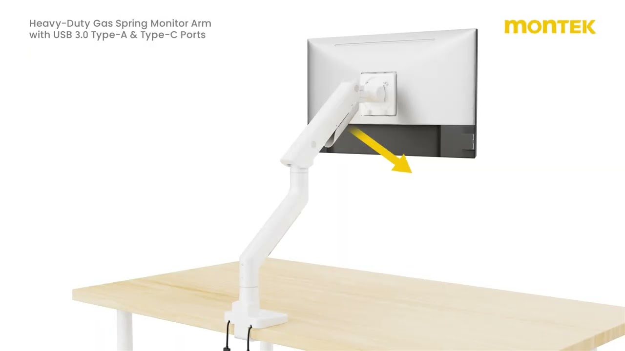 monTEK Monitor Arm with USB Installation Video MA1003UCBK+WH