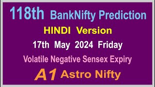 HINDI Version Nifty BankNifty Prediction for Friday 17th May 2024 using Financial Astrology.
