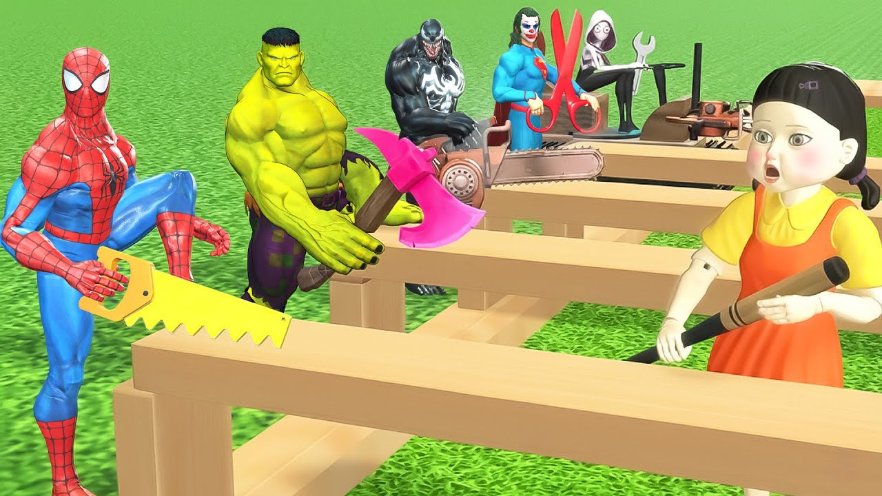 Super Hero 3D vs Squid Game Dangerous Tool Challenge! Who Survives?