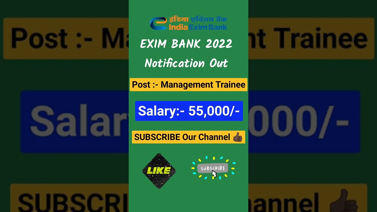 Exim Bank 2022 Notification Out| Exam Bank Management Trainee 