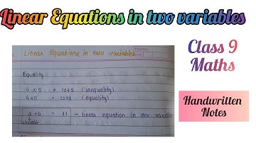 Linear Equations in two variables Handwritten notes | Class 9 Maths chapter 4 | Learn with Anuja |