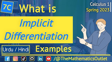 Implicit differentiation to find dy/dx in urdu hindi | Implicit derivatives || Lec 7C