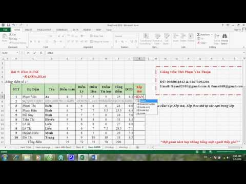 Video Bài 9. Hàm RANK - YouTube