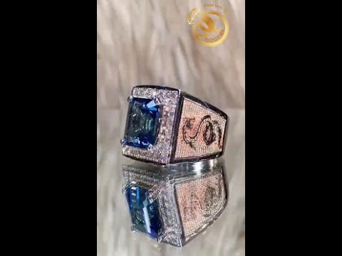 Nhẫn nam VÀNG 18K phong thủy 5.5 chỉ đính đá TOPAZ vuông