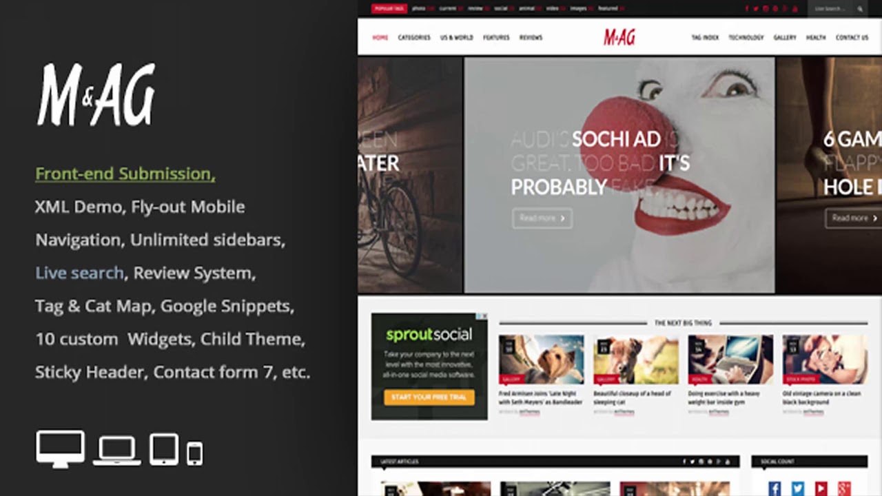 MAG = Grid Magazine / News WordPress Theme / Front-end Submission | Themeforest Website Templates