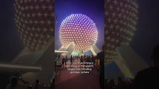 Spaceship Earth glowing at night — pure Disney magic ✨😍