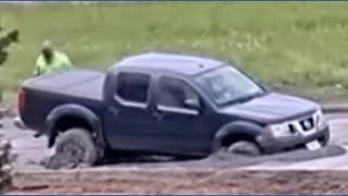Driver ignores road closure, gets truck stuck in wet concrete