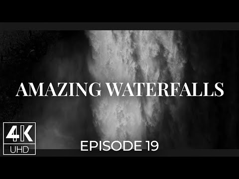 4K Slow Motion Palouse Falls | Monochrome Relaxing Waterfall Screensaver with Ambient Music - Ep 19