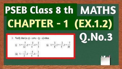 PSEB Class 8 maths Chapter 1 Exercise 1.2 Q.no.3 ll Pseb Class 8 maths