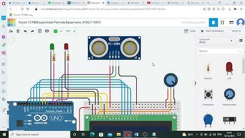 Forum 15 PBM Simulasi Pendeteksi Jarak Parkir Dengan Arduino, Sensor Ultrasonik dan LCD di TinkerCAD