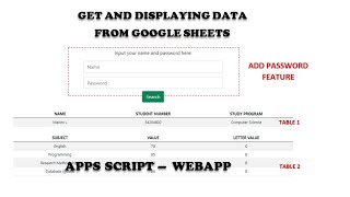 WebApp - Get and Displaying Data from Google Sheets (Part 11: Two Tables and Password Features) screenshot 2