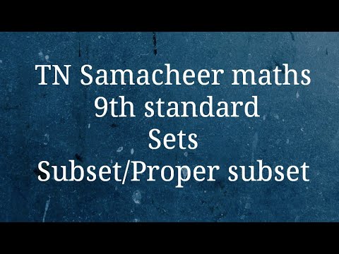 Subset/Proper subset/TN Samacheer maths/9th standard/Sets