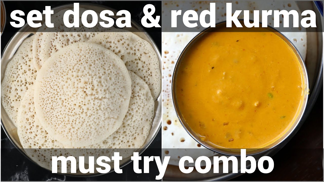 instant rava set dosa & red kurma combo recipe | set dose & kurma curry best combo breakfast recipe | Hebbar | Hebbars Kitchen