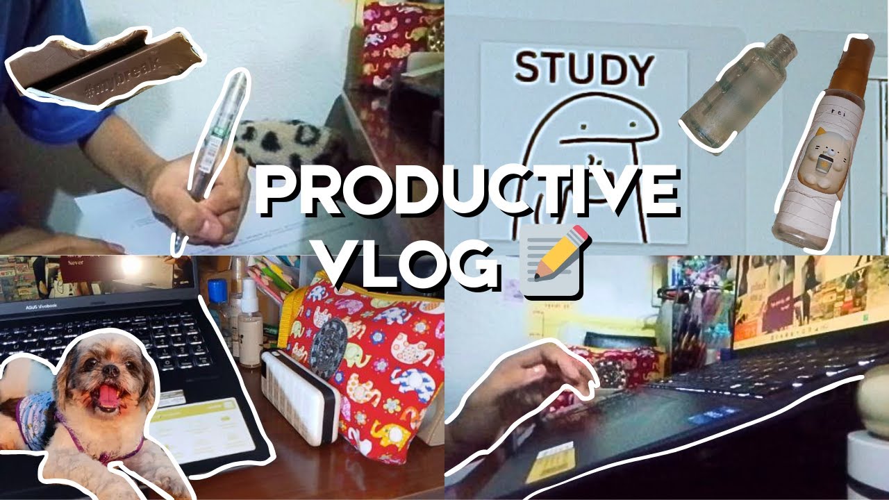 PRODUCTIVE STUDY VLOG 💻🍫😵‍💫: note taking, dog bath, cleaning, unboxing..
