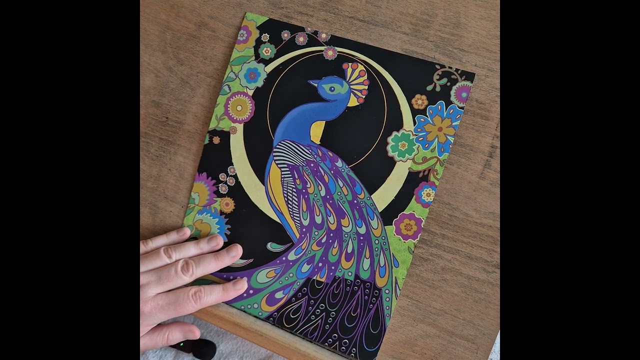 Relaxing ASMR Scratch Art - Peacock 8