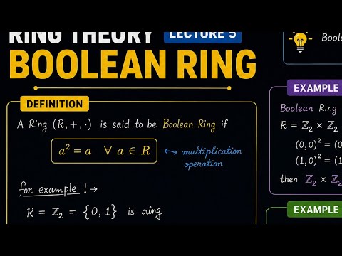 Ring Theory | Lecture 7: Boolean ring 