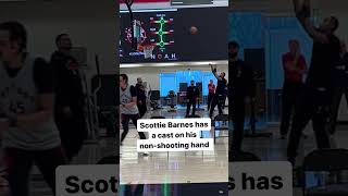 Scottie Barnes has a cast on his non-shooting hand #nba #raptors