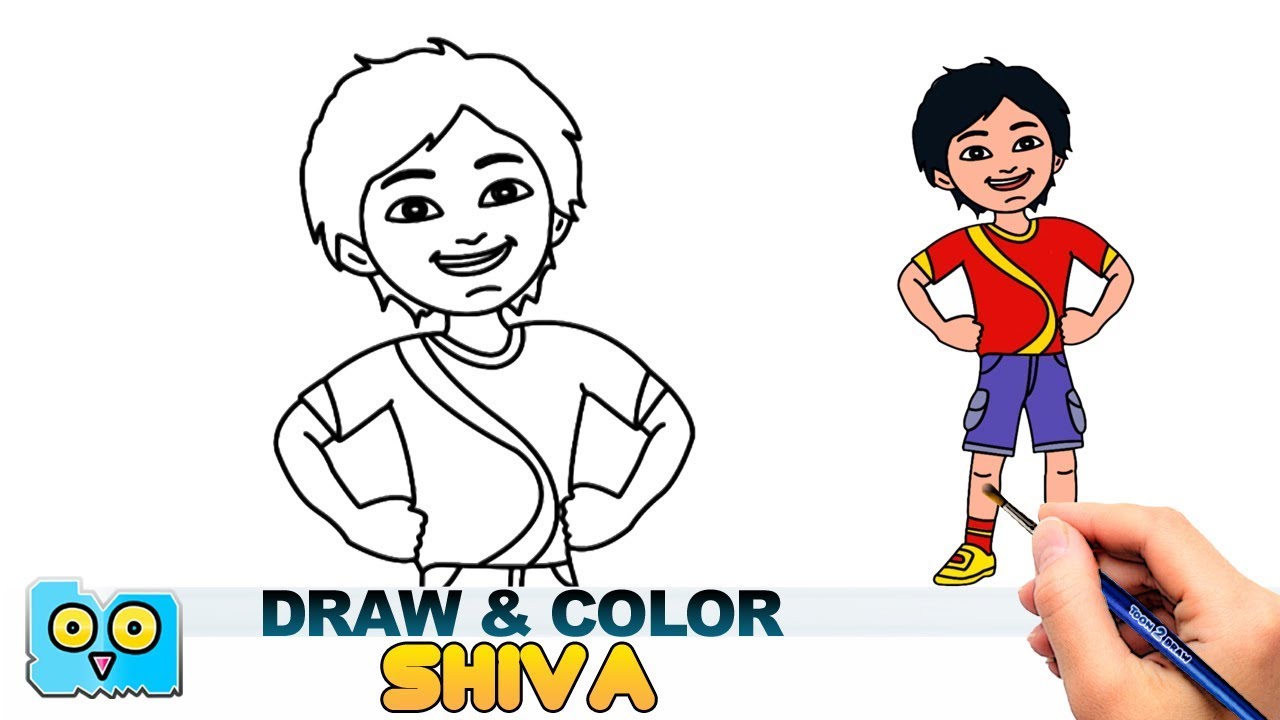 Shiva Shiva Cartoon Drawing & Coloring - How to Draw - YouTube