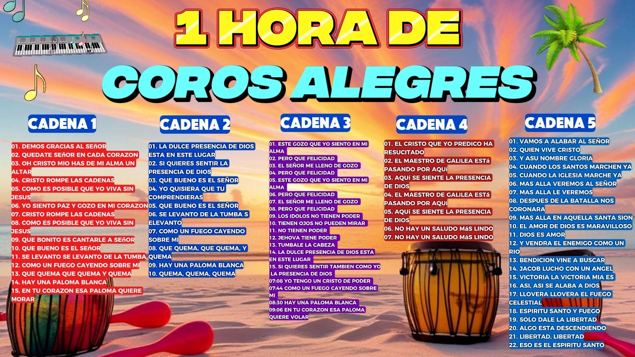 🎶 COROS CRISTIANOS ALEGRES 2025 | 1 HORA de Alabanza con 75 Coros ...