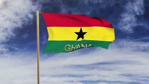 4K Ghana flag with title waving in the wind. Looping sun rises style. Animation loop Stock video