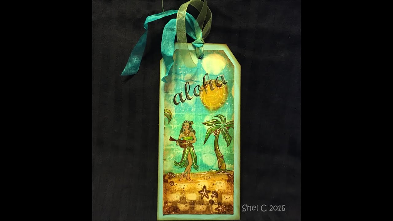 Tag It Tuesday - Mixed Media Altered Tag - Beachy Fun - YouTube