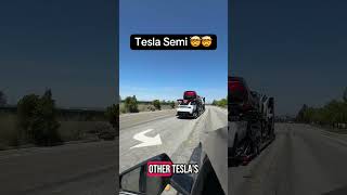 Tesla Semi in the wild seen hauling 6 other Teslas #fyp #viral #tesla #teslasemi #semi #trucking