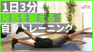 背筋トレーニング！背中を鍛える自重トレーニング8種目【1日3分】のサムネイル画像