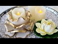 #1046 Simple Yet Elegant, Beautiful White And Gold Resin Flower Candle Holder Bowls