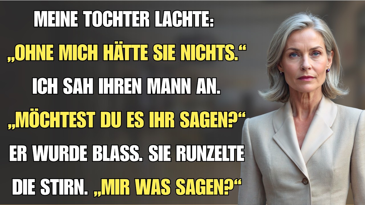 Meine Tochter lachte vor all ihren Freunden über mich und sagte, ich wäre ohne ihre Hilfe nichts – eine arme, verwitwete Alte mit Dose Suppe in einer Einzimmerwohnung. Mein Schwiegersohn lachte...