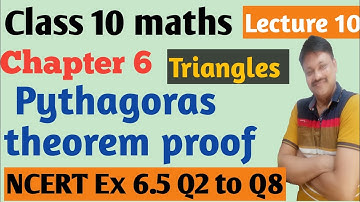 class 10 maths chapter 6 triangles pythagoras theorem    NCERT Ex 6.5 Q2 to Q8 gaur classes
