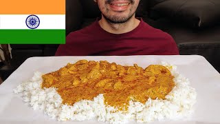 CHICKEN TIKKA MASALA WITH RICE, INDIAN FOOD MUKBANG EATING SHOW
