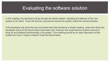 12 SDD - Testing - Evaluating the software solution