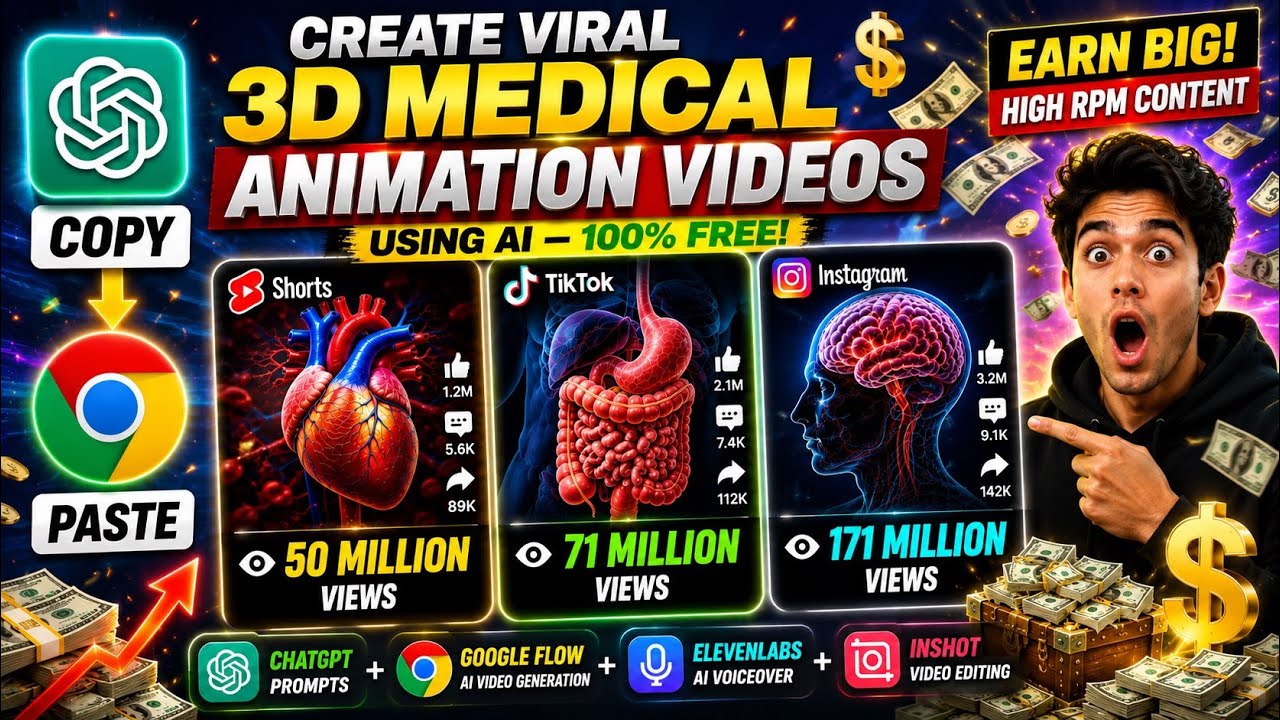 Google Flow Animation How to Make 3D Medical Animation Videos Using AI | ChatGPT + Elevenlabs ...