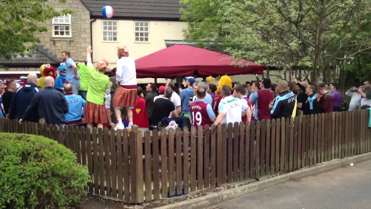 Villa fans outside the Red Robin pub in Wigan 19/5/2013 YouTube