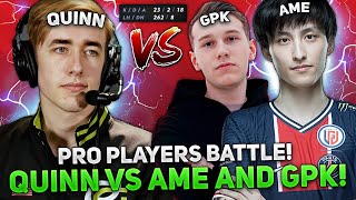 PRO PLAYERS BATTLE! QUINN vs AME and GPK in THIS 11,000 MMR GAME! | QUINN BEST PUCK?!