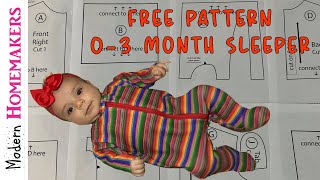 Free sewing pattern for 0-3 month baby sleeper with step-by-step tutorial!