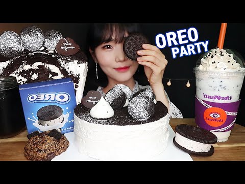 ASMR 파리바게뜨 쿠키앤크림 케이크 쿠앤크 프라페 오레오 아이스크림 먹방 OREO CAKE FRAPPE ICE CREAM DESSERT MUKBANG كعكة الشوكولاتة