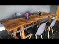 English Oak Clear & Grey Resin Dinning Table