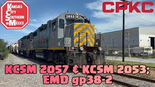 CPKC/KCSM 2057 & 2053; EMD GP38-2. Zona industrial de Matamoros, Tam #cpkc #train #kcsm #kcsm1200