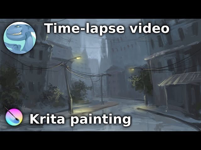 Night city. Speed painting with Krita.