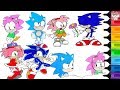 Sonic the Hedgehog Coloring Book Pages Compilation Sonamy Rainbow Splash