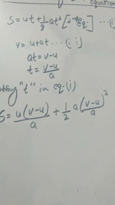 Derivation Of Third Equation Of Motion Class 9 physics shorts YouTube derivation-of-third-equation-of-motion-class-9-physics-shorts-youtube