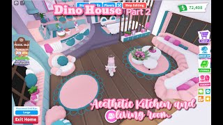 Dino House Aesthetic Kitchen and Living Room Part 2 (speed build) in Adopt Me Roblox