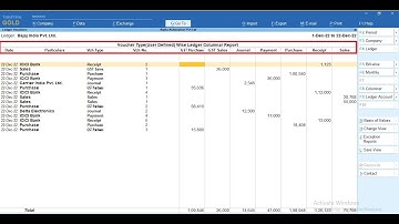 Tally Add On : Voucher Type Wise Ledger Columnar Report in TallyPrime software.